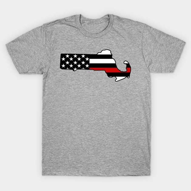 Massachusetts Firefighter Thin Red Line T-Shirt by DesignsbyBryant